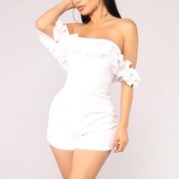 White Ruffle Romper - Picture 2 of 2
